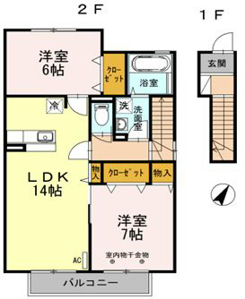 ディアコート矢崎Ｂ棟 201号室 間取り