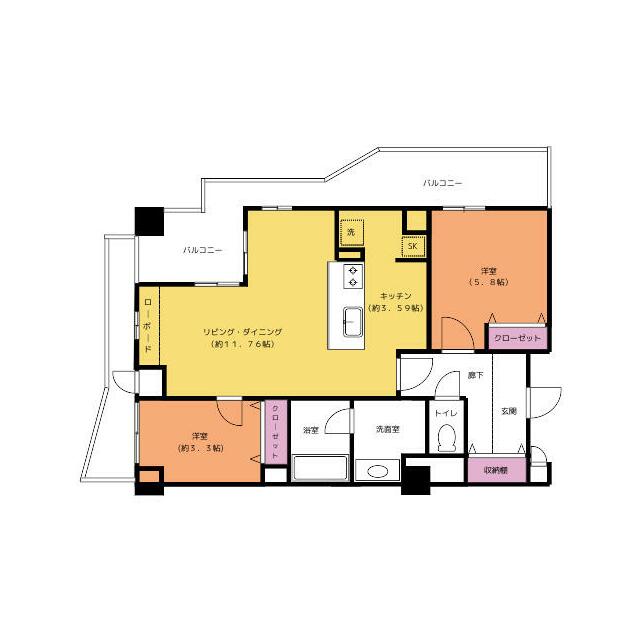 ルリエ本厚木 803号室 間取り
