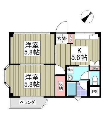 温水TBハイツわたなべ 301号室 間取り