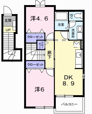 プラシード 201号室 間取り