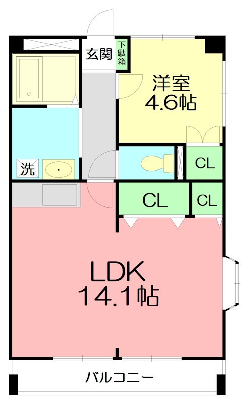 ブルースカイ平塚 401号室 間取り
