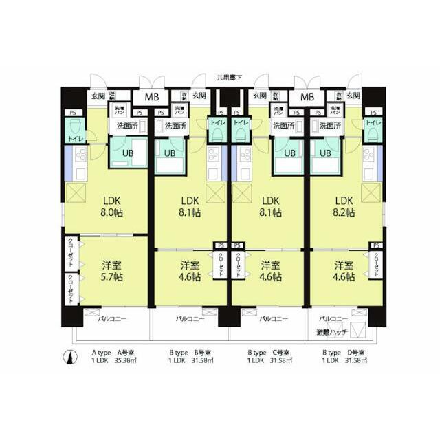 湘南辻堂駅前マンション 6A号室 間取り