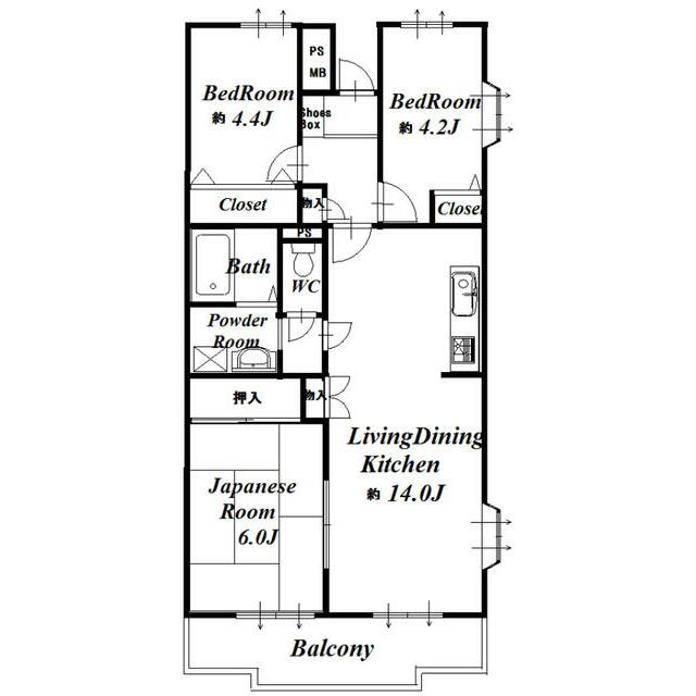 ドルフ長後　弐番館 401号室 間取り
