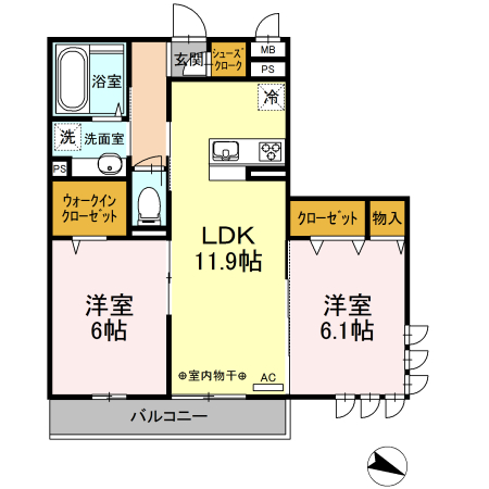 Calore湘南 301号室 間取り