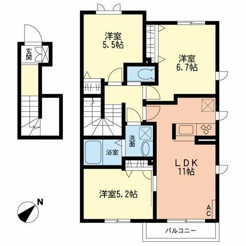 ＲＯＣＫＷＥＬＬ　Ｂ 201号室 間取り