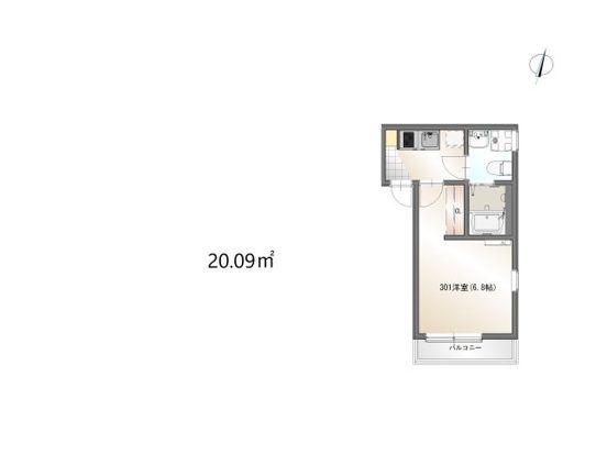COAST　TERRACE　中海岸 301号室 間取り
