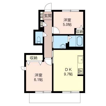 ソレイユ湘南　Ⅱ－Ａ 102号室 間取り