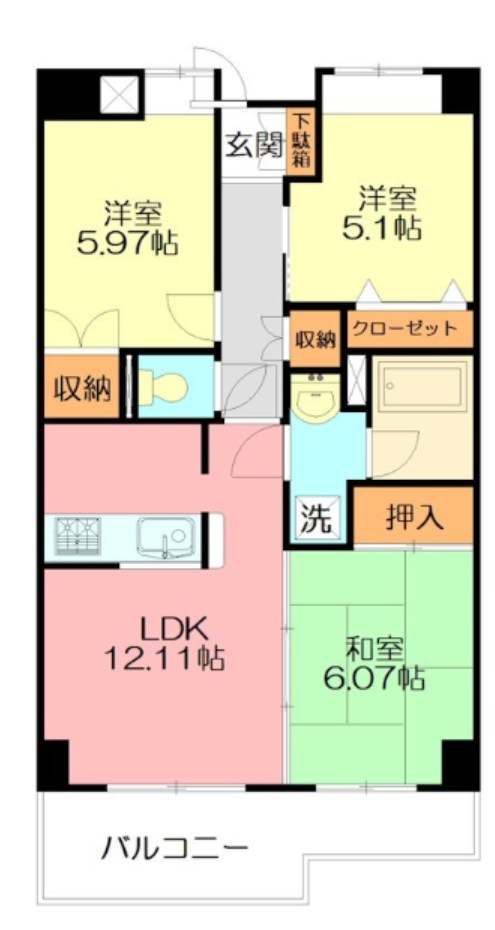 コスモリード本厚木 504号室 間取り