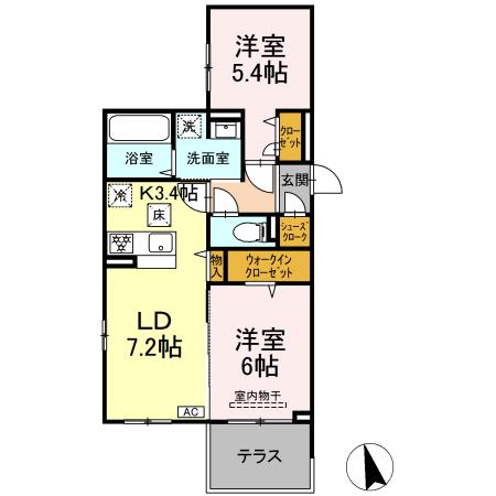 シュクラン 103号室 間取り