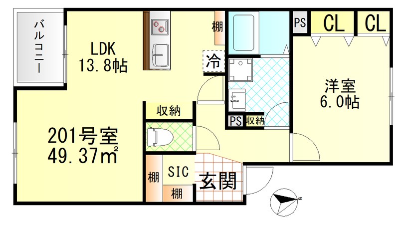ヴィラージュ戸塚Ⅰ 201号室 間取り