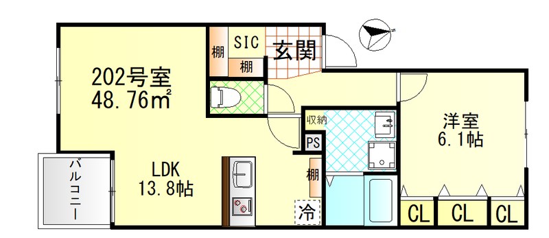 ヴィラージュ戸塚Ⅰ 202号室 間取り