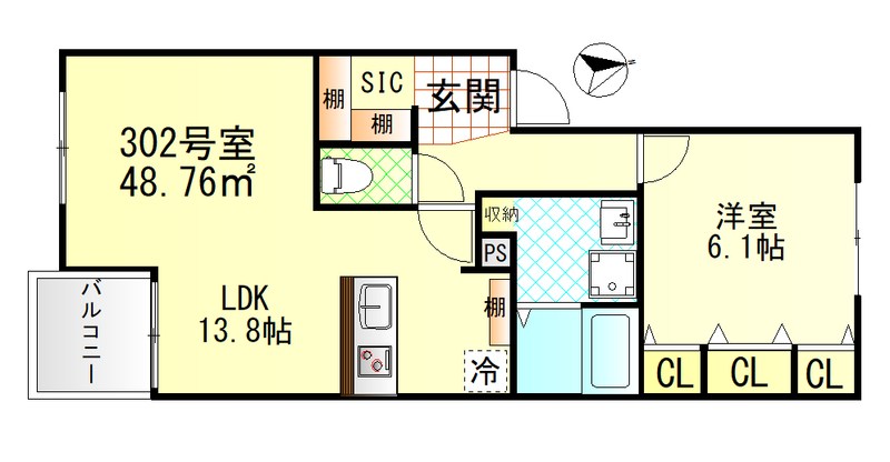 ヴィラージュ戸塚Ⅰ 302号室 間取り