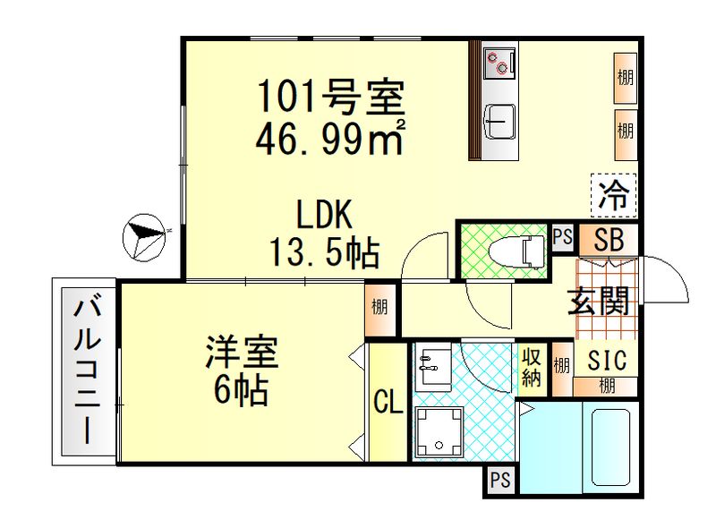ヴィラージュ戸塚Ⅱ 101号室 間取り