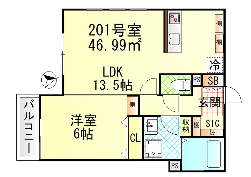 ヴィラージュ戸塚Ⅱ 201号室 間取り