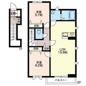 Ｃａｓａ　Ｖｉｅｎｔｏ 202号室 間取り