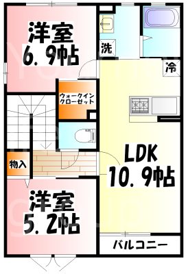 グランソレイユ 202号室 間取り