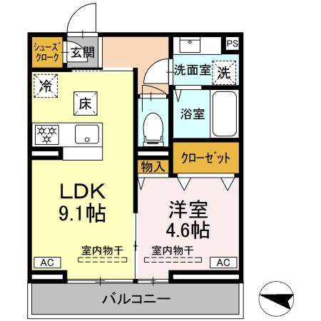 ルドベキア湘南台 102号室 間取り