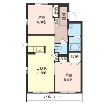 パステル湘南 306号室 間取り