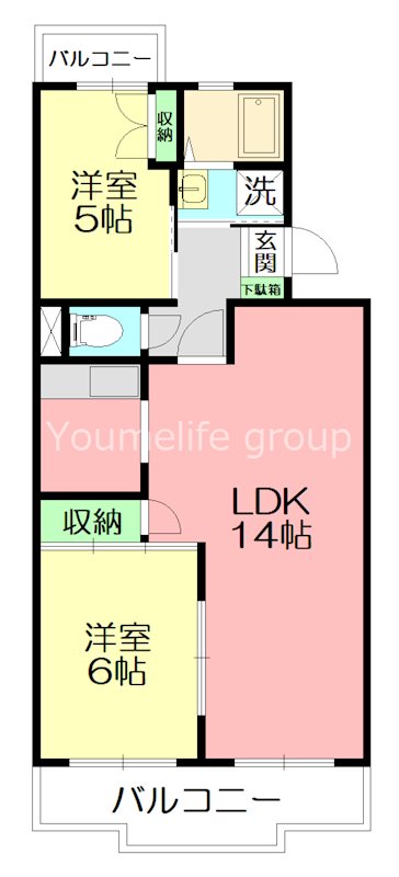 山王塚レジデンス 205号室 間取り