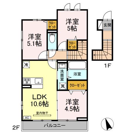 エクラン ウルー湘南N 203号室 間取り
