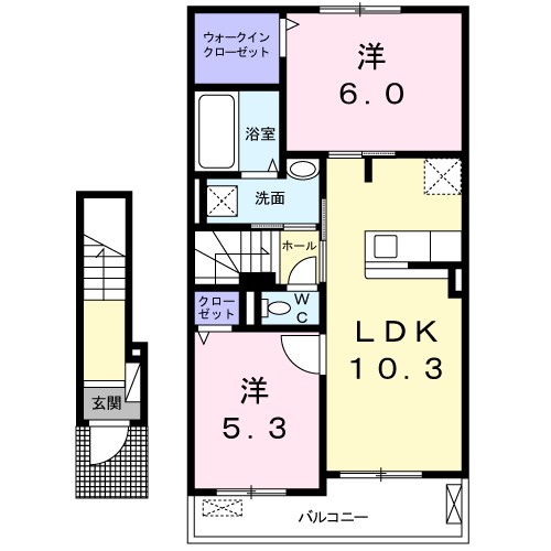スターブル小和田 Ⅰ 202号室 間取り