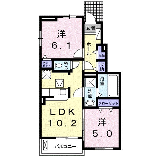 スターブル小和田　Ⅱ 104号室 間取り