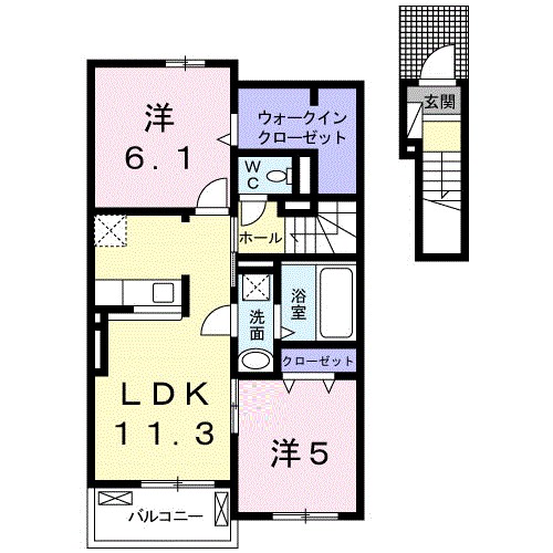 スターブル小和田　Ⅱ 202号室 間取り