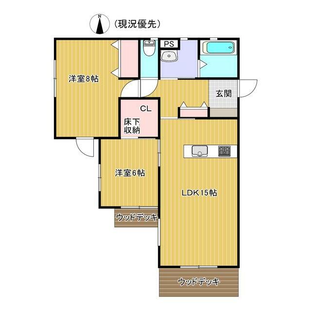 シェ・モア・ドーヴィル 1-A号室 間取り