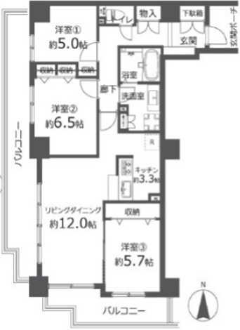 パークグランディ湘南辻堂 702号室 間取り