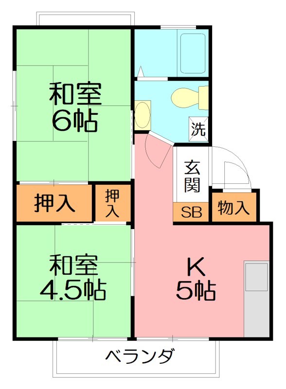 サニーサイド大磯B １０２号室 間取り