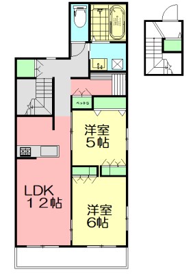 CASA COSMO Ⅱ 202号室 間取り