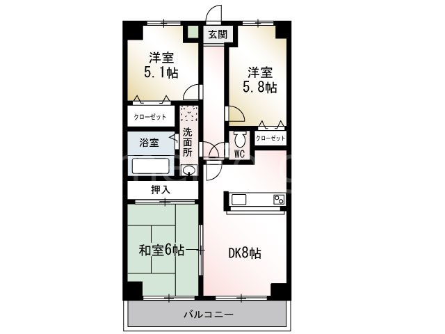 セジュールコート 302号室 間取り