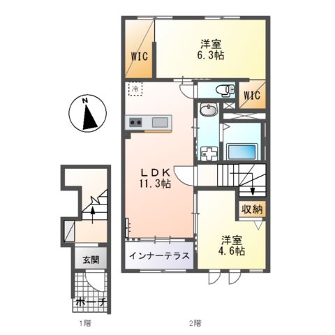 シェルルプリムール久野　EVスタンド完備 間取り