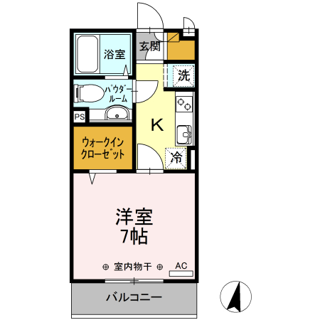 VerduraⅠ/Ⅱ Ⅱ 206号室 間取り