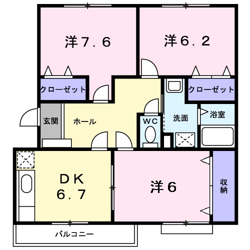 グランディール21 101号室 間取り