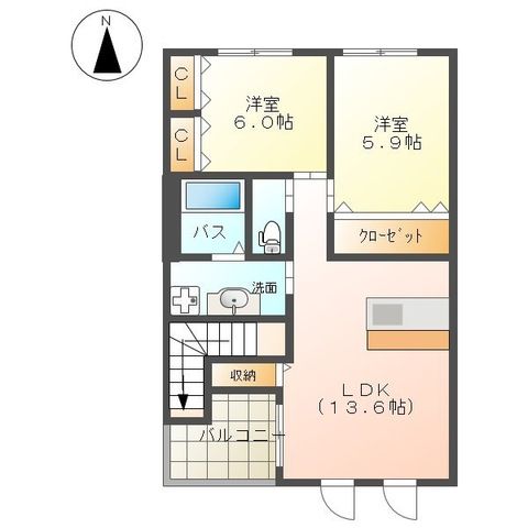 パーシモン 0202号室 間取り