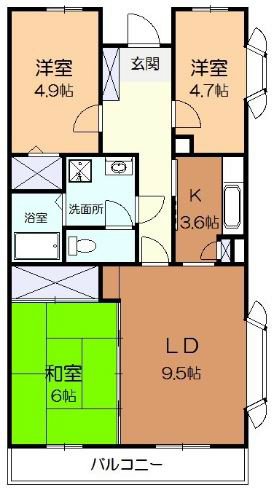 RIVER矢羽根 201号室 間取り