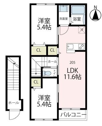 グレース湘南 205号室 間取り
