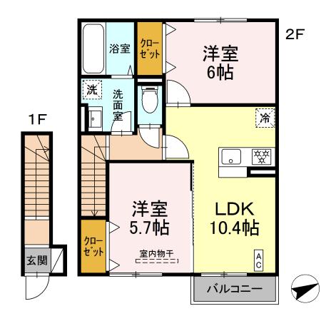 ロイヤルムーン 202号室 間取り