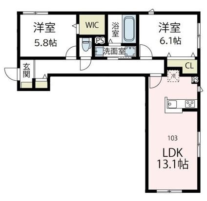 グレイスSHONAN 103号室 間取り