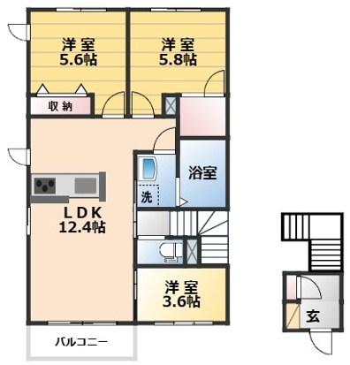 オークフォレスト 201号室 間取り