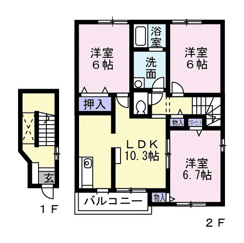 グレイスタウンC 203号室 間取り