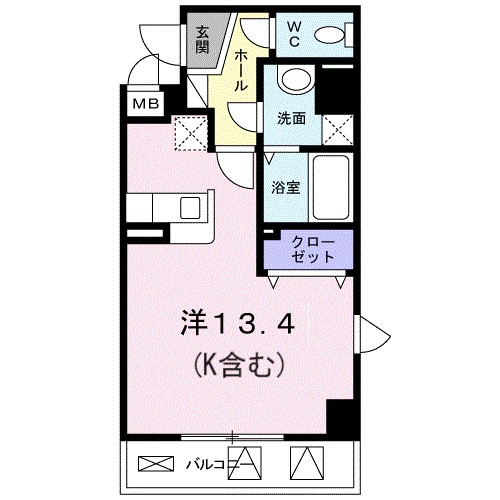 グランディオース 301号室 間取り