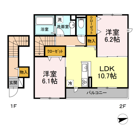くるみ　C 205号室 間取り