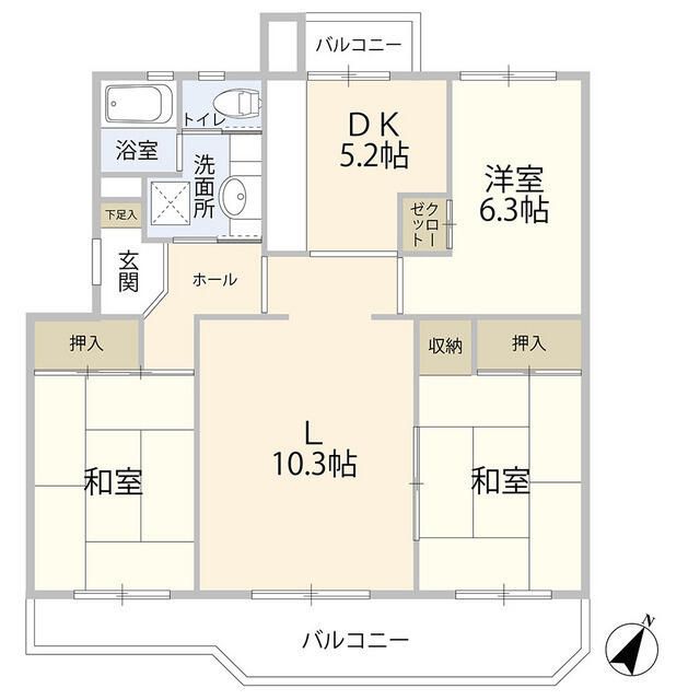 厚木毛利台ハイツ七号棟(0005927) 1F号室 間取り