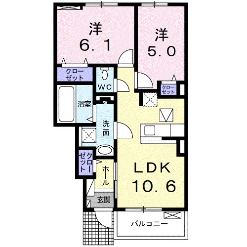 クロッシング・ヴィラージュⅣ 103号室 間取り