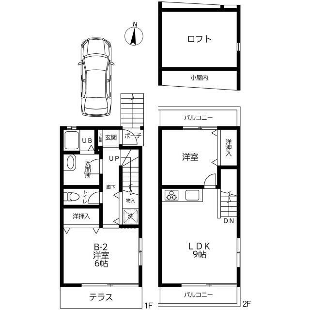 名瀬町テラスハウス 1-2F号室 間取り