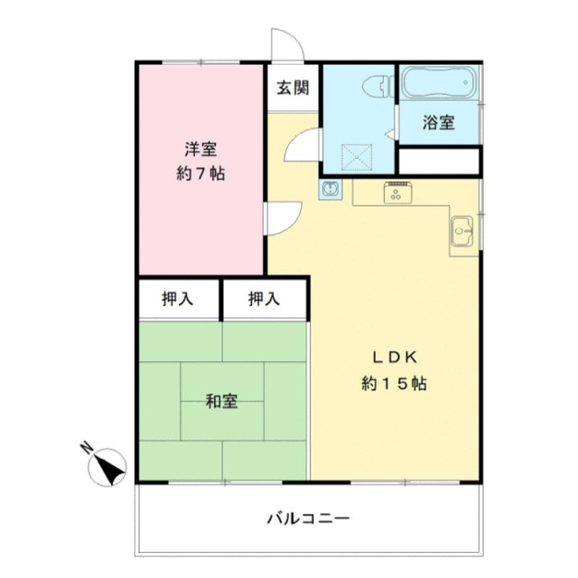 卯の花ハイツ A-5号室 間取り