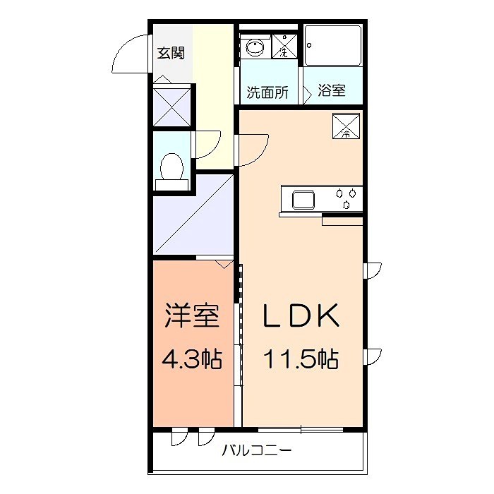 アンソレイエⅡ 203号室 間取り