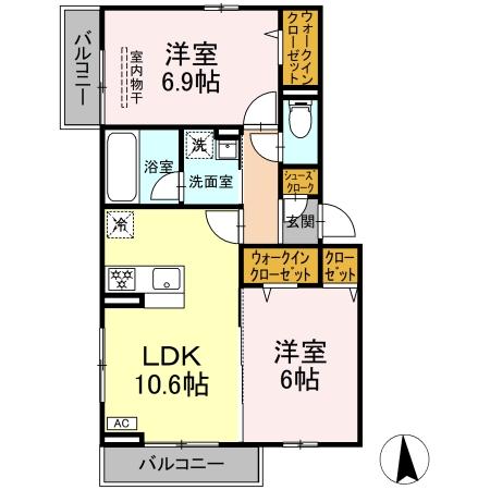 上飯田SS計画　A棟 203号室 間取り